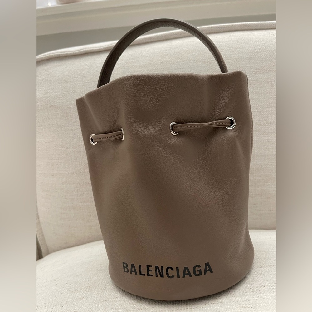 Balenciaga Everyday Drawstring XS Bucket Bag - Color: Mink Grey